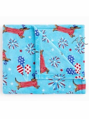 Dachshund Patriotic Fleece Throw Blanket 🐾 Doxie Wiener